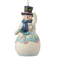 Jim Shore Heartwood Creek - Snowman With Top Hat Hanging Ornament