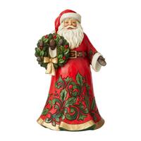 Jim Shore Heartwood Creek - Santa Holding Holly Wreath