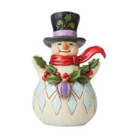 Jim Shore Heartwood Creek - Snowman With Holly Garland Pint Sized