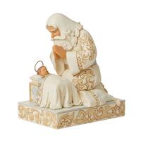 Jim Shore Heartwood Creek Holiday Lustre - Santa Kneeling Over Baby Jesus