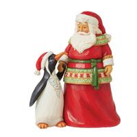 Jim Shore Heartwood Creek - Santa With Penguin Pint Sized