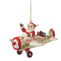 Jim Shore Heartwood Creek - Santa in Aeroplane Hanging Ornaments