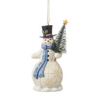 Jim Shore Heartwood Creek - Snowman with Sisal Tree Hanging Ornament