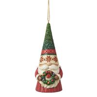 Jim Shore Heartwood Creek Gnomes - Holding Wreath Hanging Ornament