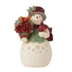 Jim Shore Heartwood Creek Highland Glen - Snowman with Poinsettia Basket