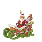 Jim Shore Heartwood Creek Gingerbread Christmas - Santa in Sleigh Hanging Ornament