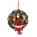 Jim Shore Heartwood Creek - Santa and Deer Wreath Diorama Hanging Ornament