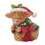 Jim Shore Heartwood Creek - Highland Cow in Basket Mini Figurine