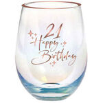 Happy Birthday 21st Rose Gold Foil Stemless Wine Glass