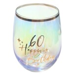 Happy Birthday 60th Rose Gold Foil Stemless Wine Glass