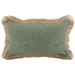 NF Living Linen Fringe Lumbar Cushion - Sage 30x50cm