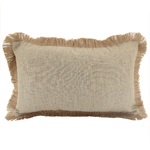 NF Living Linen Fringe Lumbar Cushion - Latte 30x50cm