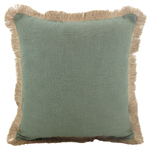 NF Living Linen Fringe Cushion - Sage 45x45cm