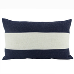 NF Living Linen Lumbar Cushion - Navy Stripe 30x50cm