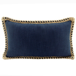 NF Living Linen Jute Lumbar Cushion - Navy 30x50cm