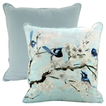 NF Living Velvet Cushion - Fairywren Branch 50x50cm