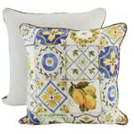 NF Living Linen Cushion - Lemon Tile 50x50cm