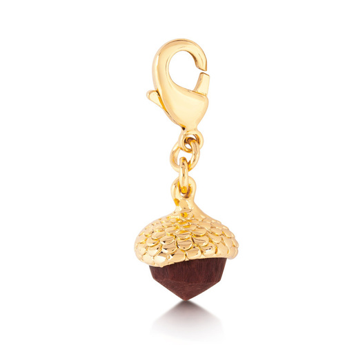 Disney Couture Kingdom - Tinker Bell - Acorn Necklace Charm Yellow Gold