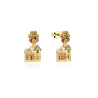 Disney Couture Kingdom - Up - Crystal House Drop Earrings Yellow Gold