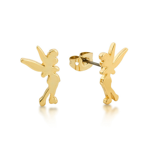 Disney Couture Kingdom - Tinker Bell - Silhouette Stud Earrings Yellow Gold