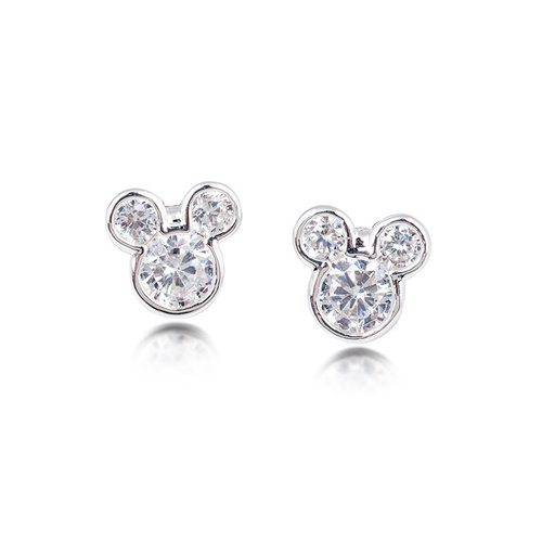 Disney Couture Kingdom - Mickey Mouse - Crystal Stud Earrings White Gold