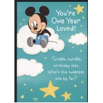 Hallmark Card - Disney Mickey Mouse One Year Loved Birthday Card