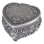 Russell Collection - Pewter Finish Heart-Shaped Jewellery Box Large