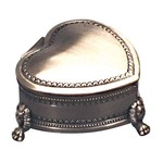 Russell Collection - Pewter Finish Heart-Shaped Footed Jewellery Box Small