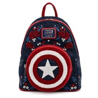 Loungefly Marvel - Captain America Floral Shield Mini Backpack