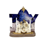 Holy Family with Joy Scene in Blue