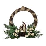 Christmas Wreath with Holy Family Plaque