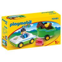 Playmobil 1.2.3 - Car with Horse Trailer