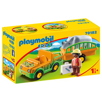 Playmobil 1.2.3 - Zoo Vehicle with Rhinoceros