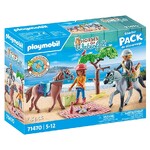 Playmobil Horses of Waterfall - Starter Pack Horseback Riding Trip to the Beach with Amelia and Ben