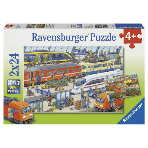 Ravensburger Puzzle 2 x 24pc - Busy Train Station