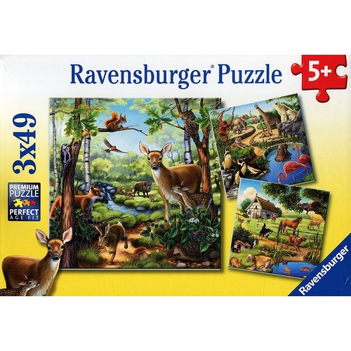 Ravensburger Puzzle 3 x 49pc - Forest Zoo and Pets