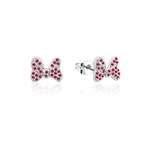 Disney Couture Kingdom Precious Metal - Minnie Mouse - Bow Red CZ Crystal Stud Earrings Silver