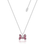 Disney Couture Kingdom Precious Metal - Minnie Mouse - Bow Red CZ Necklace Silver