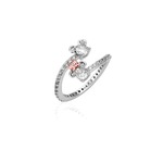 Disney Couture Kingdom Precious Metal - Mickey and Minnie Mouse - Claw Set CZ Ring Silver Medium