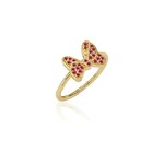 Disney Couture Kingdom Precious Metal - Minnie Mouse - Bow Red CZ Ring Gold Small