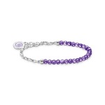 Thomas Sabo Charm Club - Charmista Chain Link Bracelet - Silver with Violet Imitation Amethyst Beads (12 - 15cm)