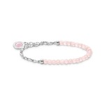 Thomas Sabo Charm Club - Charmista Chain Link Bracelet - Silver with Rose Quartz Beads (16 - 19cm)