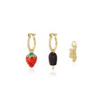 Streets Couture Kingdom - Paddle Pop - Strawberry Milkshake Crystal Mini Hoop Earrings Gold