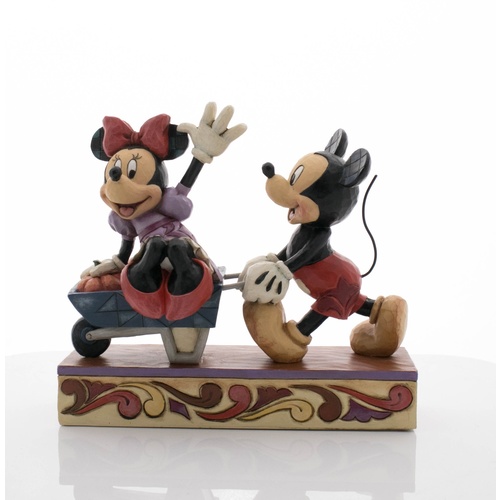 UNSTAMPED SAMPLE - Jim Shore Disney Traditions - Harvest Mickey And Minnie Picking Pumpkins