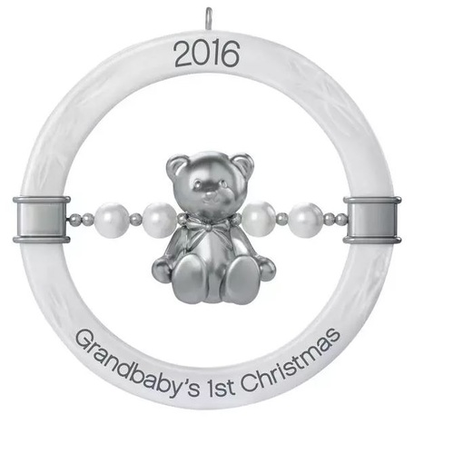 2016 Hallmark Keepsake Ornament - Grandbaby's First Christmas Teddy Bear Rattle